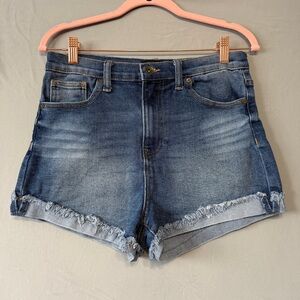 Kendall & Kylie Womens The Drifter Hi Rise Denim Shorts Size 7/28 Medium Wash